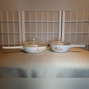 Vintage 4 Piece Peach Floral Corning Ware Set
